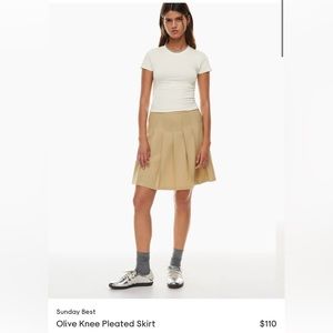 Olive Knee Pleated Skirt